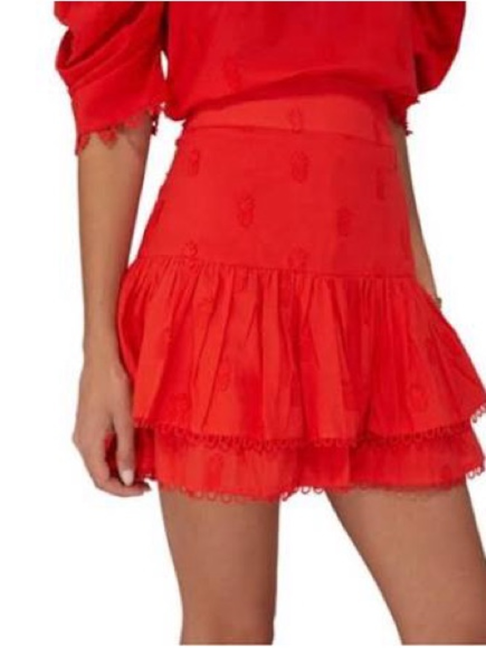 Farm Rio Red Tiered Mini Skirt - Women